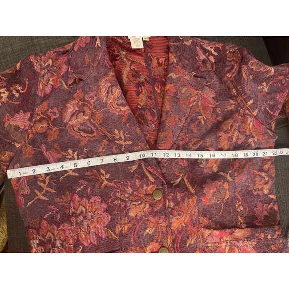 Coldwater Creek Dark Fall Colors Heavy Brocade Fabric Blazer Jacket Sz LP - Picture 6 of 9